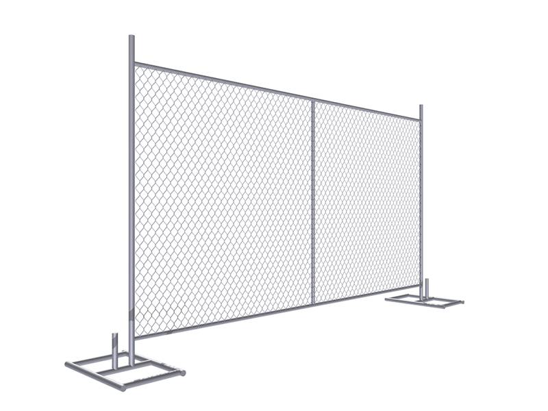 Temporary chain link fence with vertical brace