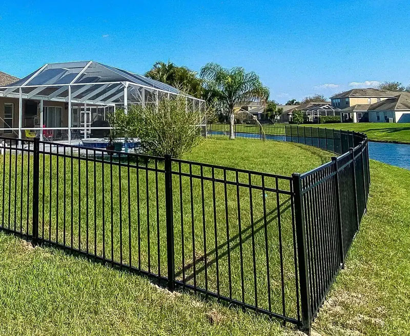 Explore our 4' H x 6' W Flat Top Aluminum Pool Fence Panel, a stylish and durable safety fencing option. Featuring a satin black finish and AAMA 2603 coating, this aluminum pool fence panel ensures long-lasting protection with minimal maintenance.