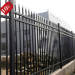 Promotional image showcasing a 10% discount on black steel fence installation, highlighting cost-saving opportunities for customers.