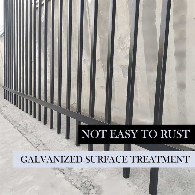 black steel fence panel