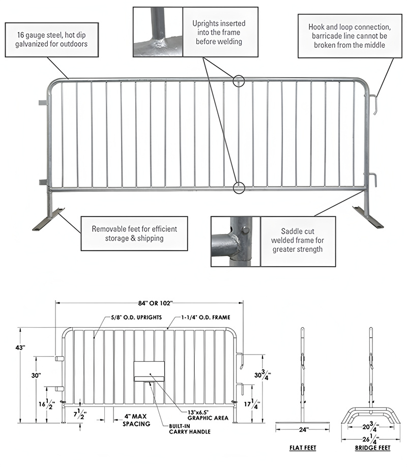 crowd control barrier fencing