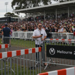 Crowd control barricades used at a large outdoor event, effectively managing pedestrian movement and ensuring safety for attendees.