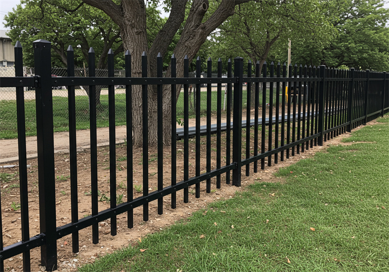 black rod iron fence