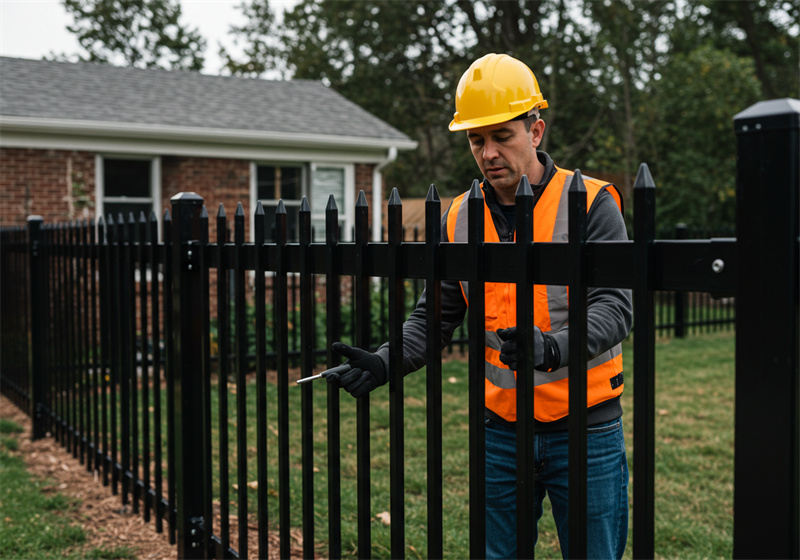 metal picket fence
