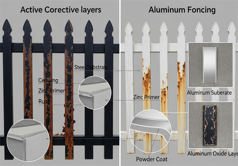 An infographic illustrating the key functions and material considerations for a fence. The top section, "Key Functions," is divided into three panels: "Deterrence," showing a person being alerted; "Control," showing a directional arrow; and "Visibility," showing an eye and a light over a fence. The bottom section, "Material Choice Considerations," lists five factors with corresponding icons: Strength, Durability, Weather Resistant, Low-Frequency Maintenance, and Aesthetics.