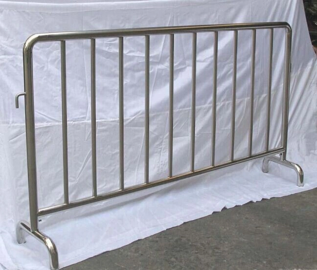 A robust, hot-dipped galvanized steel crowd control barrier by DB Fencing, featuring sturdy vertical bars and interlocking hooks for secure event perimeters. This durable solution is ideal for event management companies and public gatherings, ensuring public safety and compliance with Australian standards.
