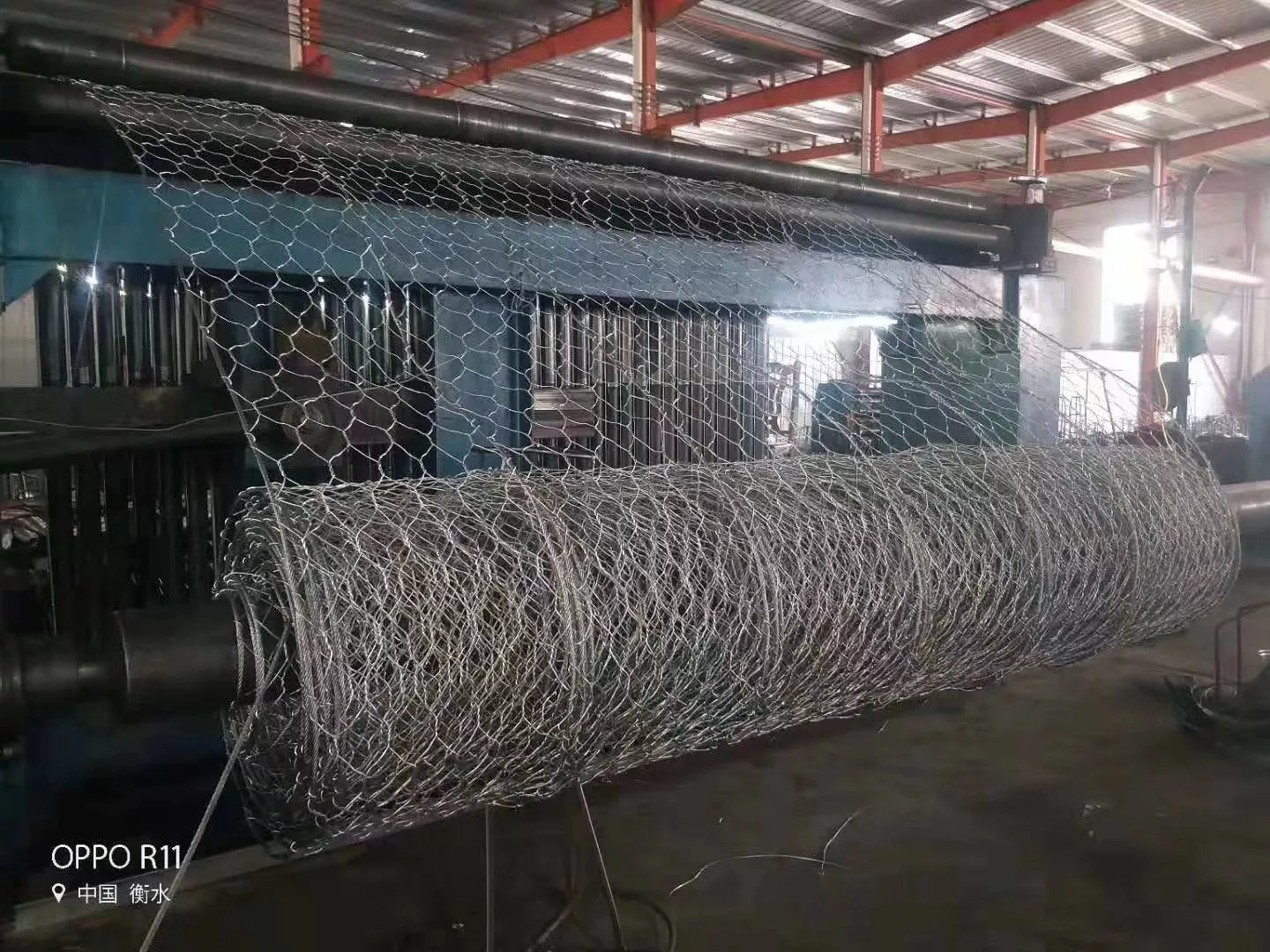 Hexagonal wire mesh rolls being produced at the DB Fencing factory in Anping